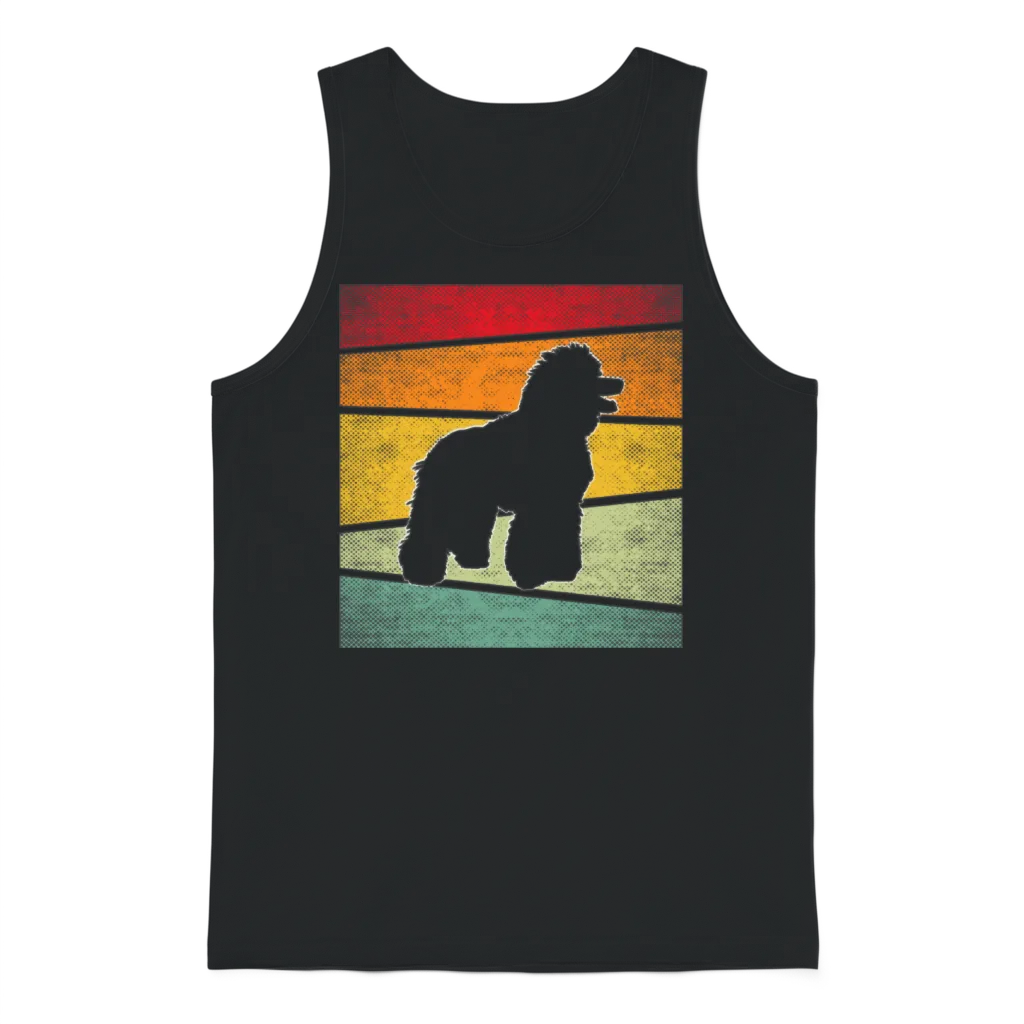 Poodle Retro Unisex Tank Top - Black