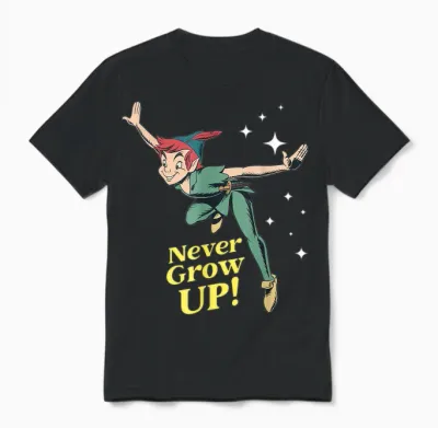 Peter Pan Never Grow Up! Unisex T-Shirt - Black