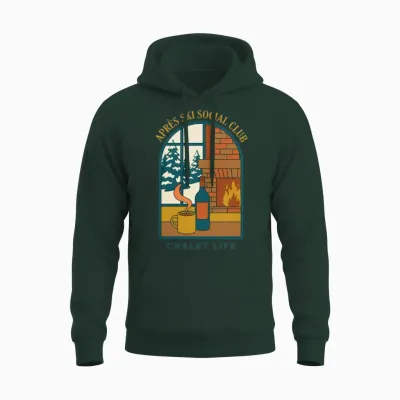 Après Ski Social Club Chalet Life - Cozy Fireplace Unisex Hoodie - Forest
