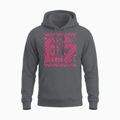 Funny Six Seven 6 7 Meme for Men, Women, Children, Valentine's Day and Girl Unisex Hoodie - Charcoal