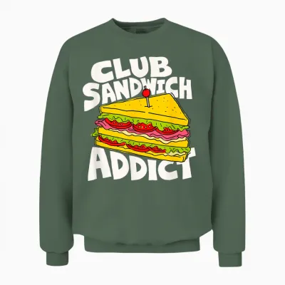 Club Sandwich Lover Retro-Grafik Unisex Sweatshirt - Military Green