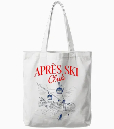 Après Ski Club X Skier Skier Illustration Ski Tote Bags - White
