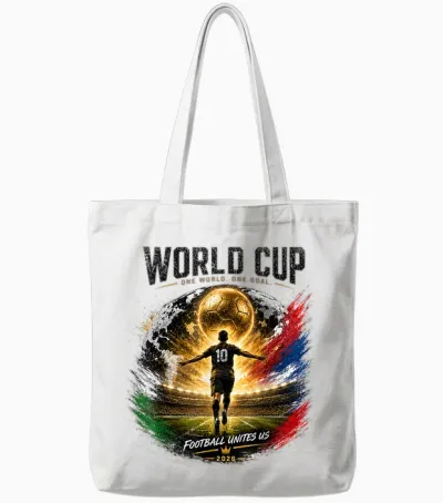Soccer Football - Wm World Cup 2026, Black Tote Bags - White