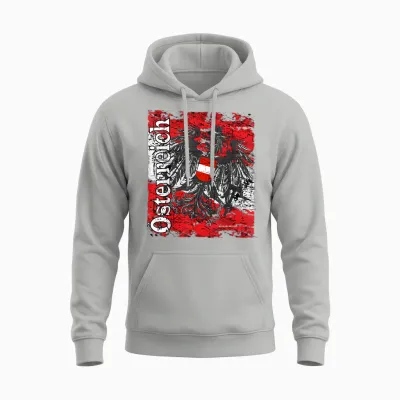 österreich T-Shirt Adler Flagge Retro Vintage Austria Unisex Hoodie - Ash