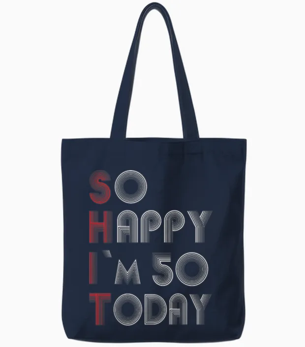 50th Birthday Tote Bags in Navy