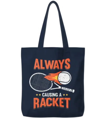 Always Causing a Racket Tennis Player Gift Tote Bags - Navy
