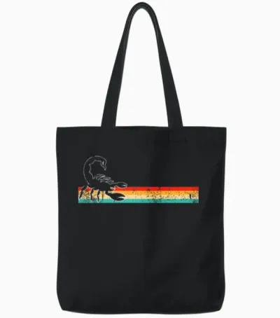 Scorpion Retro Tote Bags - Black