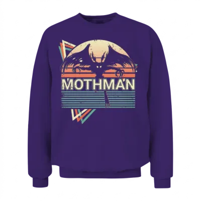 Mothman Cryptid Cryptozoology Retro Unisex Sweatshirt - Purple