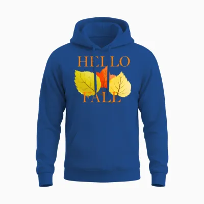 Hello Fall 3 Dry Leaves Unisex Hoodie - Royal