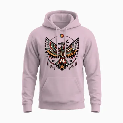 Thunderbird Native American Tribal Art Unisex Hoodie - Light Pink