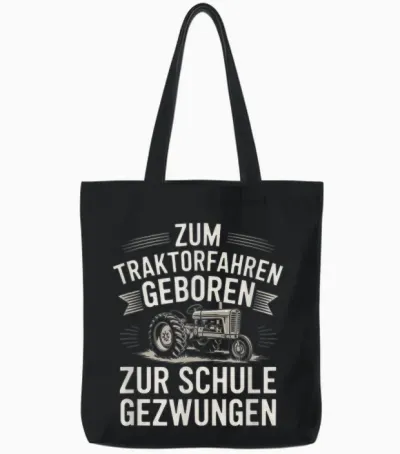 Zum Traktorfahren Geboren Zur Schule Gezwungen Tote Bags - Black