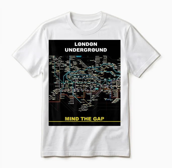 London Underground Mind the Gap Map England Großbritannien Zug Tube Unisex T-Shirt in White
