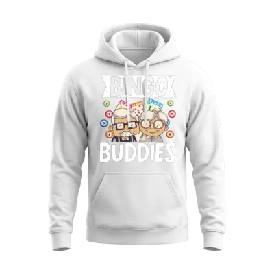 Bingo Buddies Funny Lucky Gambling Unisex Hoodie - White