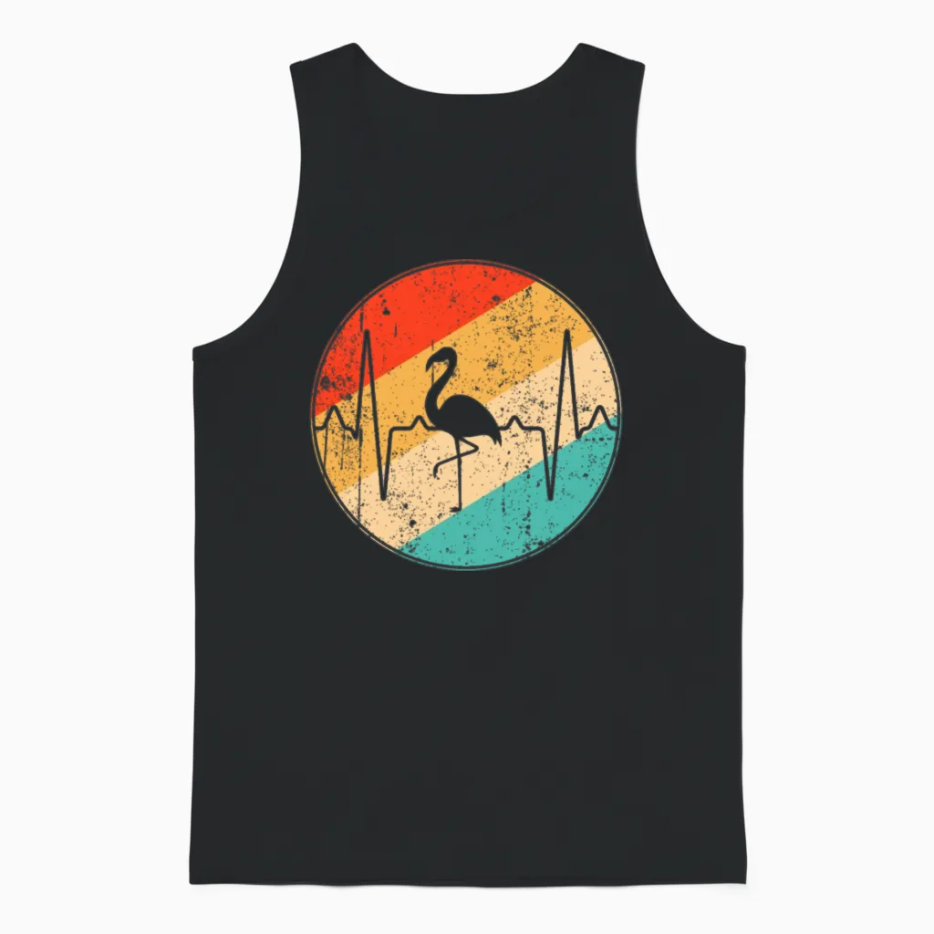 Flamingo Retro Heartbeat Unisex Tank Top in Black