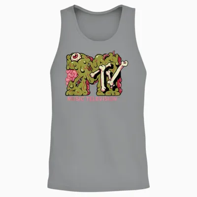 Mademark X Mtv - Mtv Logo Zombie Slime Brain Goo Undead Melted Mtv Unisex Tank Top - Sport Grey
