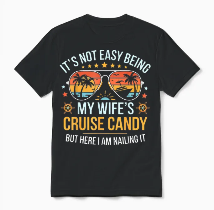 Matching Couples Cruise Candy Husband and Wife Cruise Unisex T-Shirt in Black
