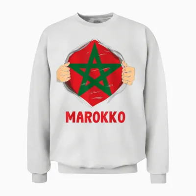 Marokko Flagge Marokkaner Marokkanische Flagge Unisex Sweatshirt - White