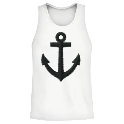Anchor Embroidered Unisex Tank Top - White