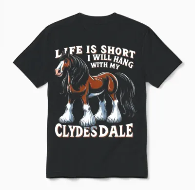 Draught Horse Lover Giant Horse Breed Clydesdale Unisex T-Shirt - Black