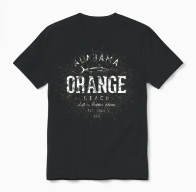 Retro Vintage Orange Beach Unisex T-Shirt - Black