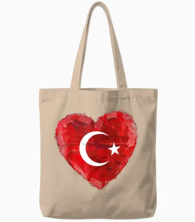 Türkei T-Shirt Mit Herz Türkische Flagge Türk Türkiye Tote Bags - Natural