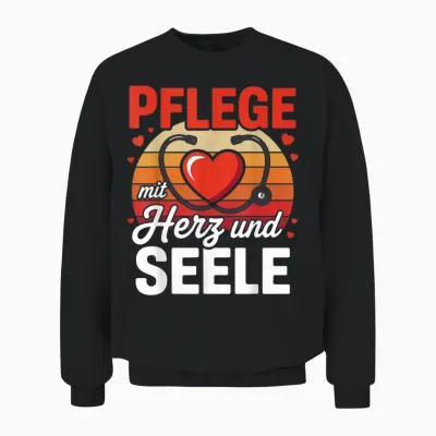"pflege Mit Herz Und Seele" Altenpflege Unisex Sweatshirt - Black