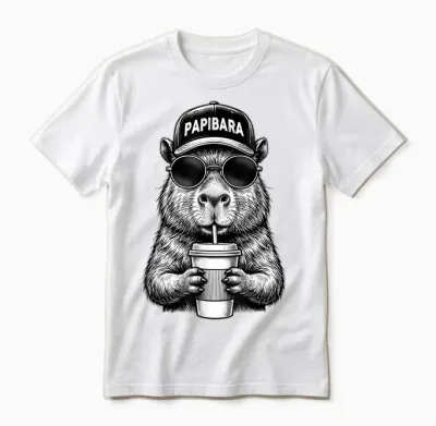 Papibara Vatertag Lustiger Papa Capybara Vater Unisex T-Shirt - White