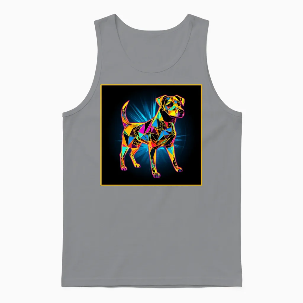 Geometric Dog - Lovers Unisex Tank Top in Sport Grey