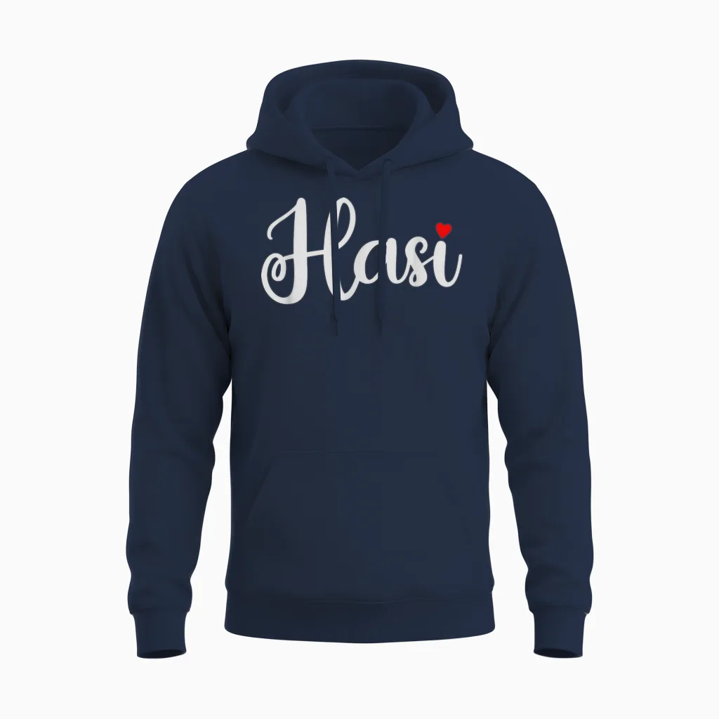 Hasen Hasi Jumper Hasi Mama Rabbit with Heart Hasi T-Shirt, Black Unisex Hoodie in Navy