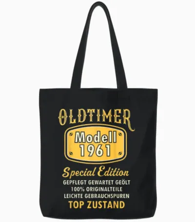 1961 Birthday Man 65th Decoration Funny 65s 65th Birthday Tote Bags - Black