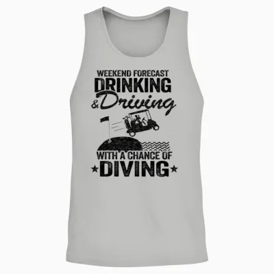 Drinking Driving Diving Beer Golf Cart Funny Unisex Tank Top - Ash