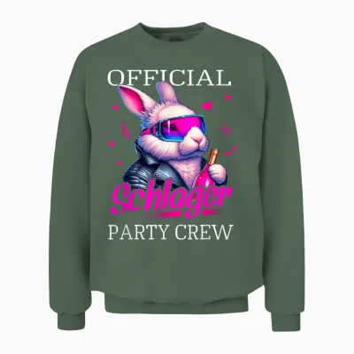 Schlager Party Crew Rabbit Damen Outfit Lustige Kostüm Unisex Sweatshirt - Military Green