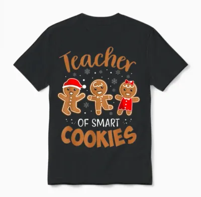 Teacher of Smart Cookies Gingerbread Christmas Teacher Cute Men Women Unisex T-Shirt - Black