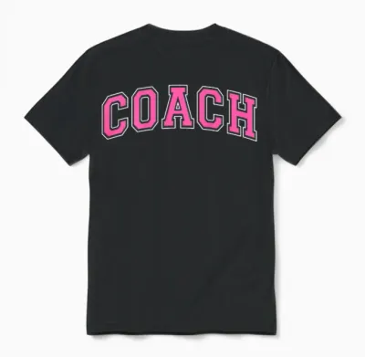 Coach Sports Trainer Vintage Pink White on Back Unisex T-Shirt - Black