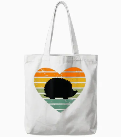 Ich Liebe Igel Retro Herz Tierfreund Igelfan Kinder Igel Tote Bags - White