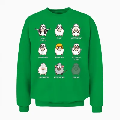 Funny Sheep Word Game Sheep Unsheep Sheep Herd Funny T-Shirt, Black Unisex Sweatshirt - Irish Green