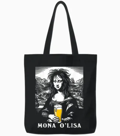 Bière Drôle Irlandaise Mona Lisa Hangover Beer Lover Tote Bags - Black