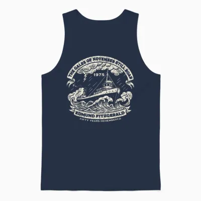 Edmund Fitzgerald Anniversary Great Lakes Maritime Memorial Unisex Tank Top - Navy