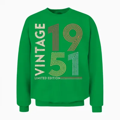 Vintage 1951 Birthday Gifts Unisex Sweatshirt - Irish Green
