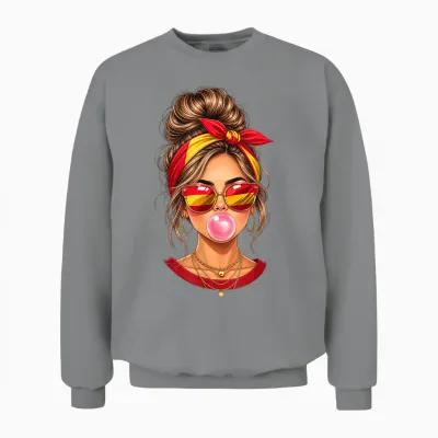 Spanisches Mädchen Messy Bun Bubblegum Spanien Flagge Reise Unisex Sweatshirt - Sport Grey