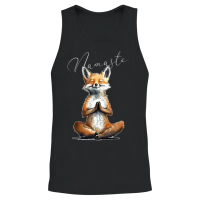 Fox Power Yoga Teacher Animal Humor Namaste Karma Unisex Tank Top - Black