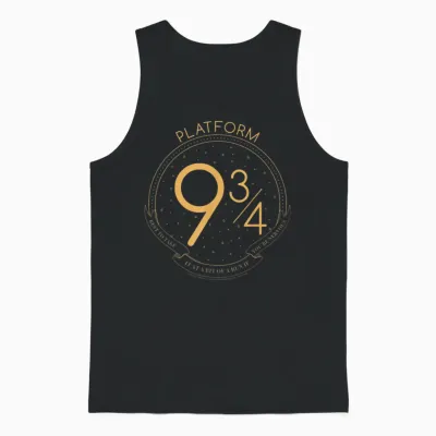 Harry Potter Platform 9 & 3/4 Train Station Line Art Logo Unisex Tank Top - Black