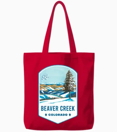 Beaver Creek Colorado Ski Badge Tote Bags - Red