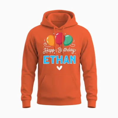 Joyeux Anniversaire En Disant Ethan Unisex Hoodie - Orange