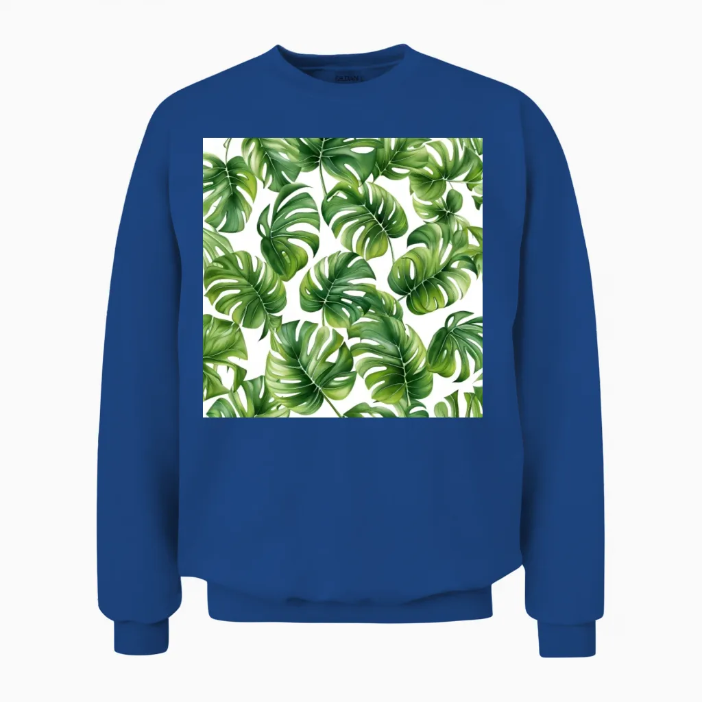 Retro Monstera Unisex Sweatshirt in Royal