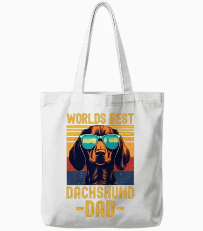 Dachshund with Sunglasses Retro Tote Bags - White