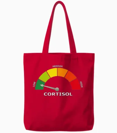 Low Cortisol Meter Funny Biology Psychology and Wellness Tote Bags - Red