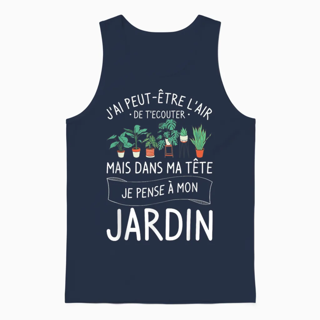 I May Have the Look of Listening to You Garden Unisex Tank Top in Navy