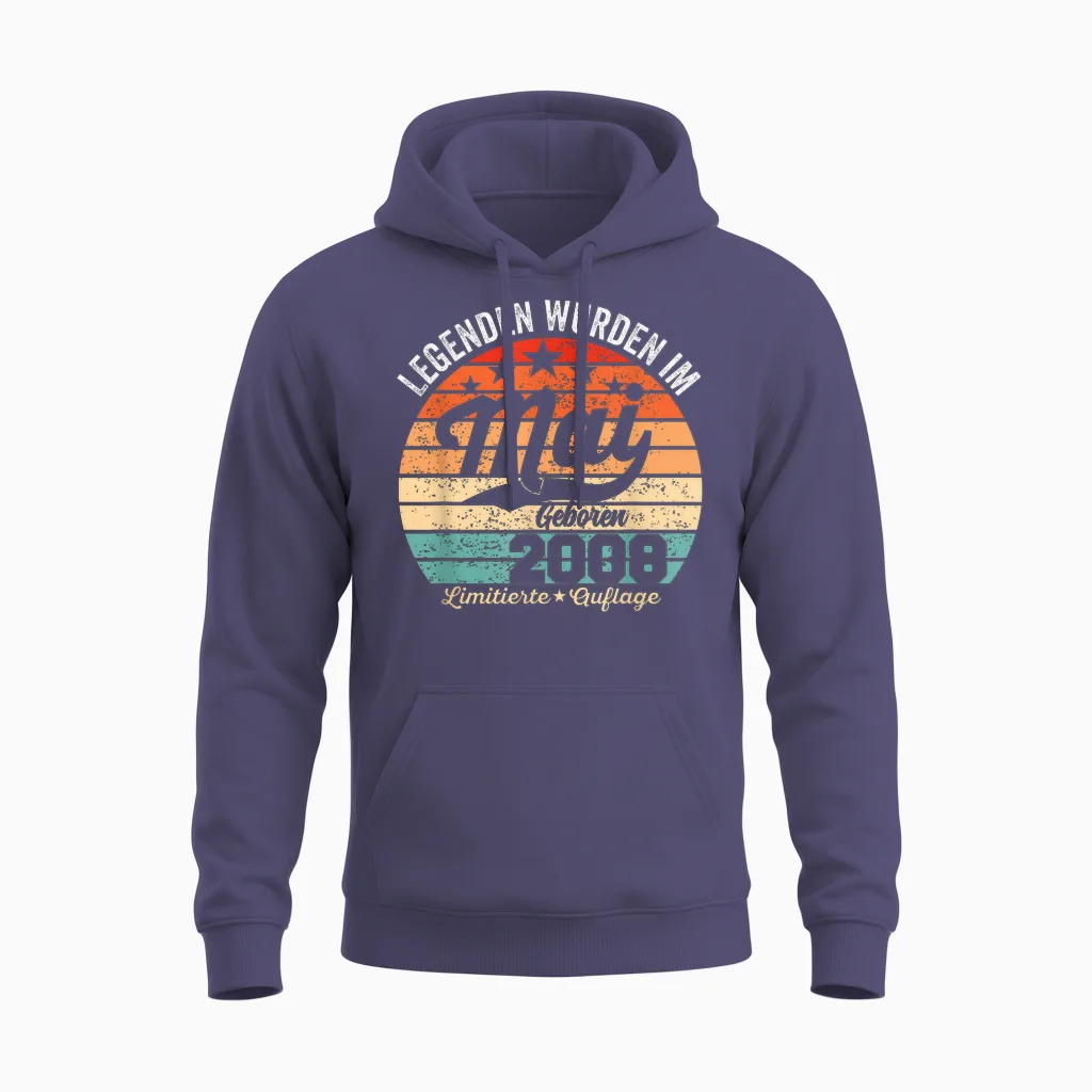 18. Geburtstag Geschenk Mann Legenden Sind Im Mai 2008 Unisex Hoodie in Heather Sport Dark Navy