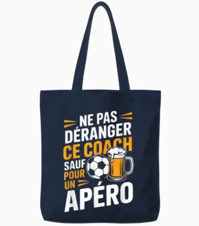 Coach Foot Apéro Homme Humour Idée Cadeau Drôle Bière Tote Bags - Navy
